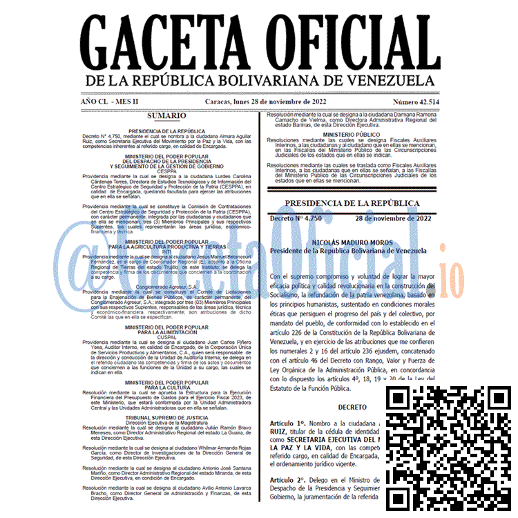 Gaceta Oficial, Gaceta 42514, Gaceta #42514, Gaceta Oficial Venezuela #42514