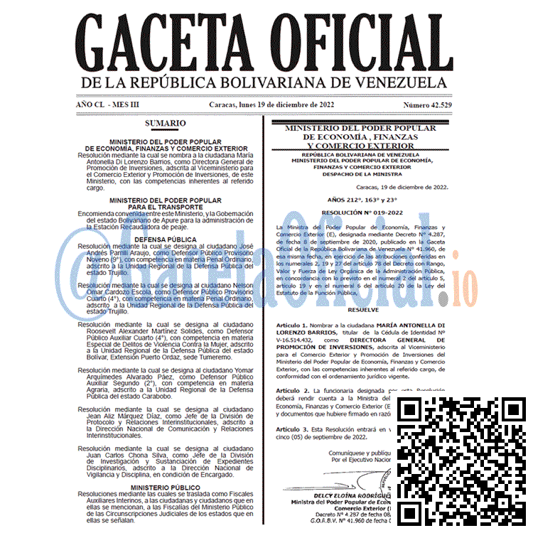 Gaceta Oficial, Gaceta 42529, Gaceta #42529, Gaceta Oficial Venezuela #42529