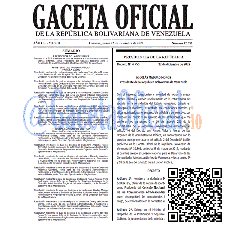 Venezuela Gaceta Oficial 42532 del 22 diciembre 2022 Gaceta Oficial, Gaceta 42532, Gaceta #42532, Gaceta Oficial Venezuela #42532