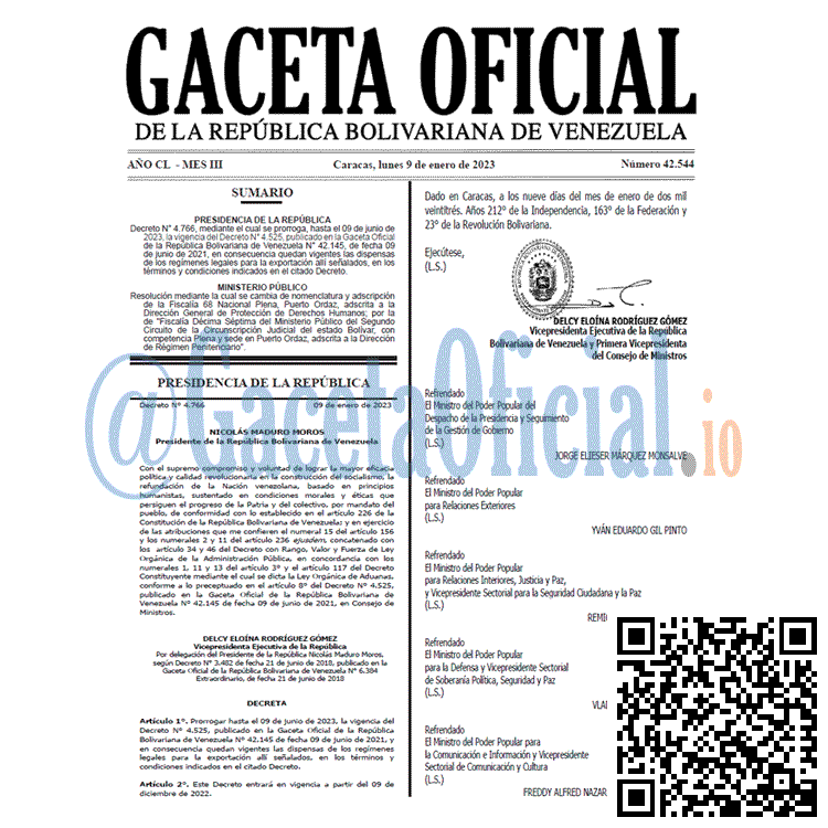 Gaceta Oficial, Gaceta 42544, Gaceta #42544, Gaceta Oficial Venezuela #42544