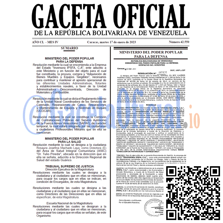 Gaceta Oficial, Gaceta 42550, Gaceta #42550, Gaceta Oficial Venezuela #42550