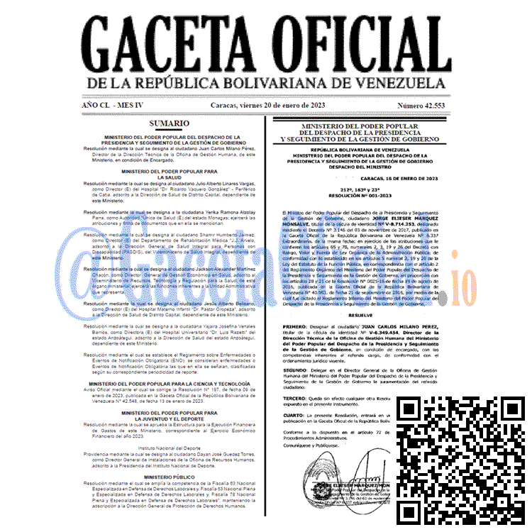Gaceta Oficial, Gaceta 42553, Gaceta #42553, Gaceta Oficial Venezuela #42553