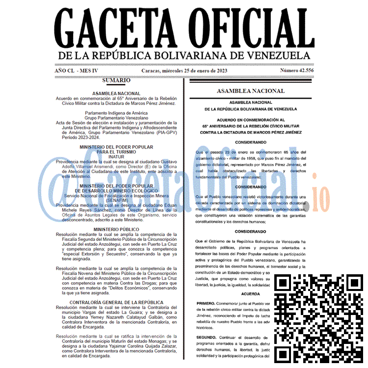 Gaceta Oficial, Gaceta 42556, Gaceta #42556, Gaceta Oficial Venezuela #425556