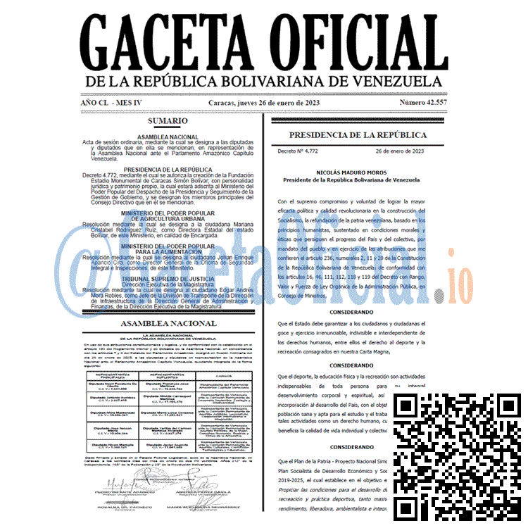 Gaceta Oficial, Gaceta 42557, Gaceta #42557, Gaceta Oficial Venezuela #425557