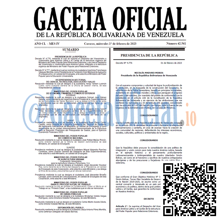 Gaceta Oficial, Gaceta 42561, Gaceta #42561, Gaceta Oficial Venezuela #42561