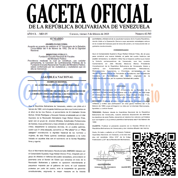 Gaceta Oficial, Gaceta 42563, Gaceta #42563, Gaceta Oficial Venezuela #42563