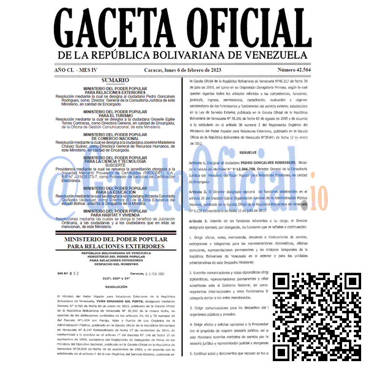 Gaceta Oficial, Gaceta 42564, Gaceta #42564, Gaceta Oficial Venezuela #42564
