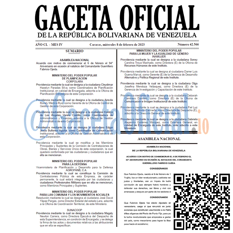 Gaceta Oficial, Gaceta 42566, Gaceta #42566, Gaceta Oficial Venezuela #42566