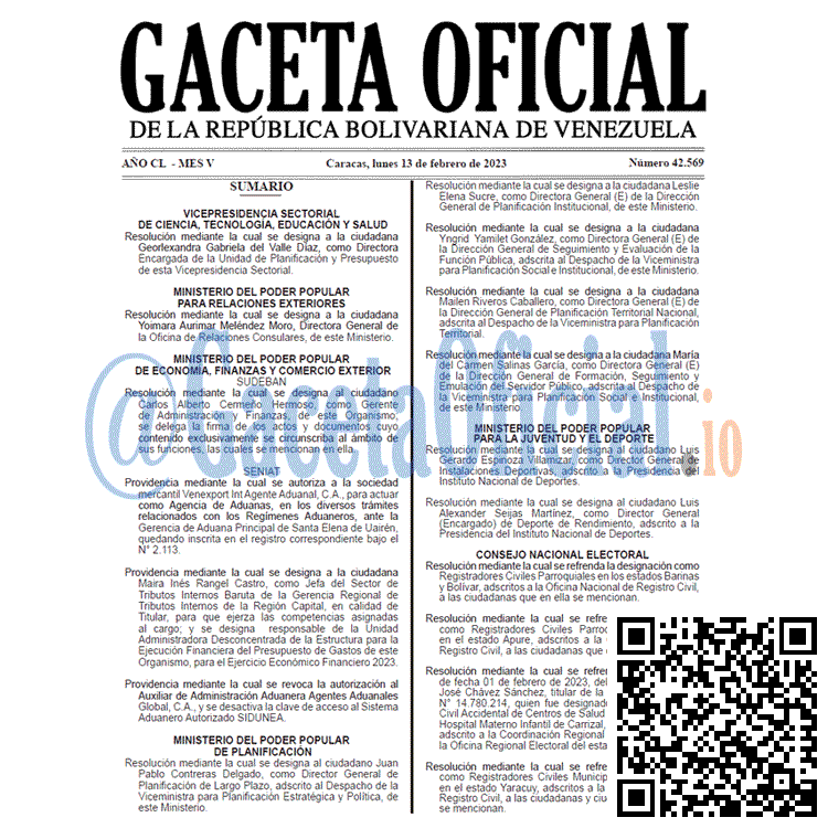Gaceta Oficial, Gaceta 42569, Gaceta #42569, Gaceta Oficial Venezuela #42569