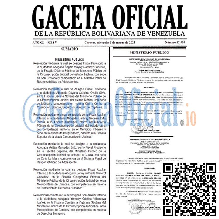 Venezuela Gaceta Oficial 42584 del 8 marzo 2023 Gaceta Oficial, Gaceta 42584, Gaceta #42584, Gaceta Oficial Venezuela #42584