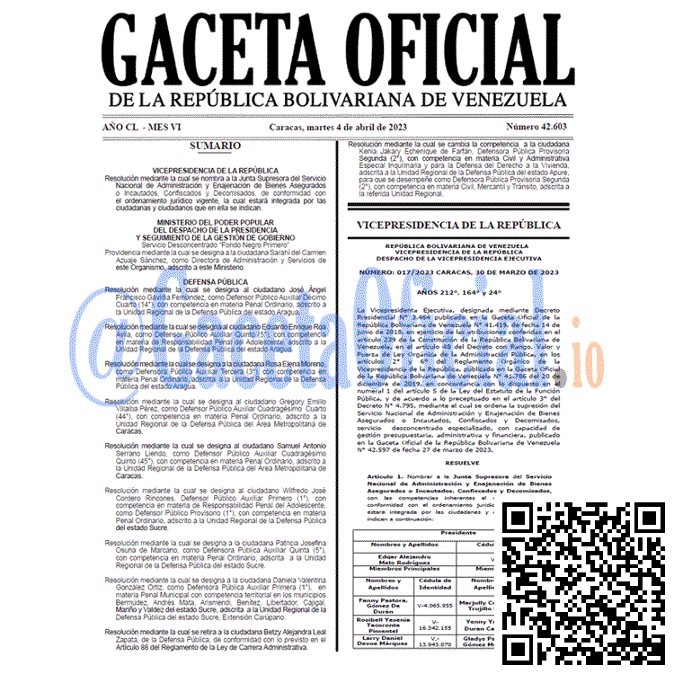 Venezuela Gaceta Oficial 42603 del 4 abril 2023 Gaceta Oficial, Gaceta 42603, Gaceta #42603, Gaceta Oficial Venezuela #42603
