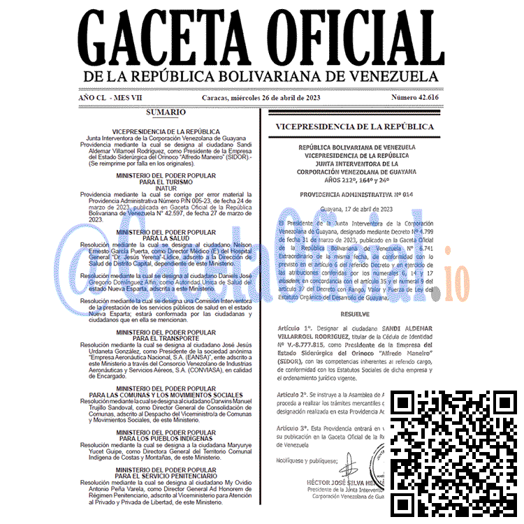 Venezuela Gaceta Oficial 42616 del 26 abril 2023 Gaceta Oficial, Gaceta 42616, Gaceta #42616, Gaceta Oficial Venezuela #42616