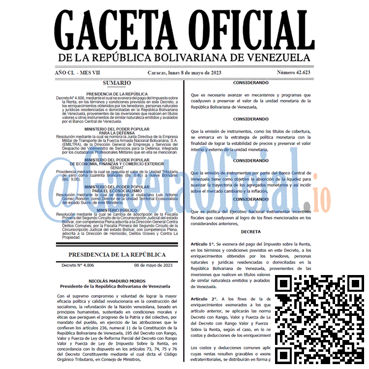 Venezuela Gaceta Oficial 42623 del 8 mayo 2023 Gaceta Oficial, Gaceta HD 42623, Gaceta 42623, Gaceta #42623, Gaceta Oficial Venezuela #42623