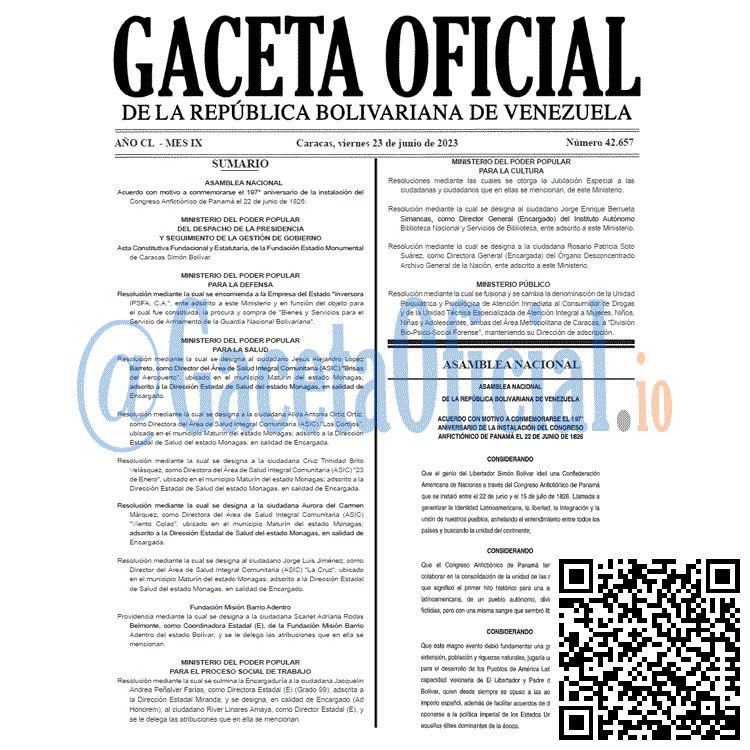 Gaceta Oficial, Gaceta 42657, Gaceta 42657 HD, Gaceta #42657, Gaceta Oficial Venezuela #42657