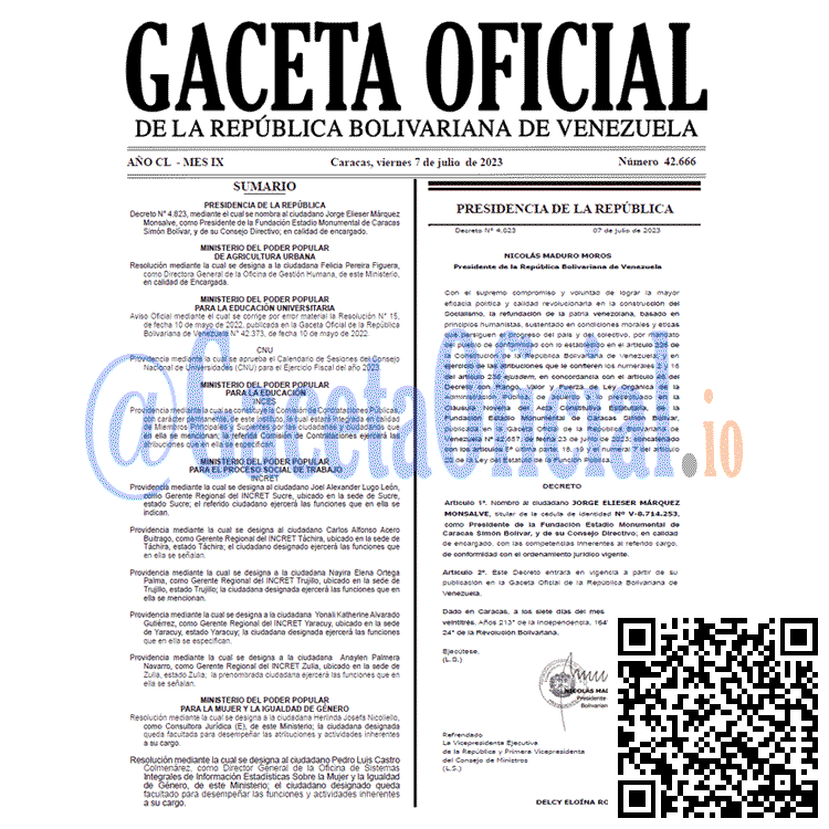 Venezuela Gaceta Oficial 42666 del 7 julio 2023 Gaceta Oficial, Gaceta 42666, Gaceta 42666 HD, Gaceta #42666, Gaceta Oficial Venezuela #42666