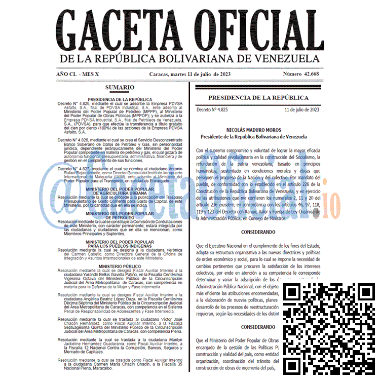 Venezuela Gaceta Oficial 42668 del 11 julio 2023 Gaceta Oficial, Gaceta 42668, Gaceta 42668 HD, Gaceta #42668, Gaceta Oficial Venezuela #42668