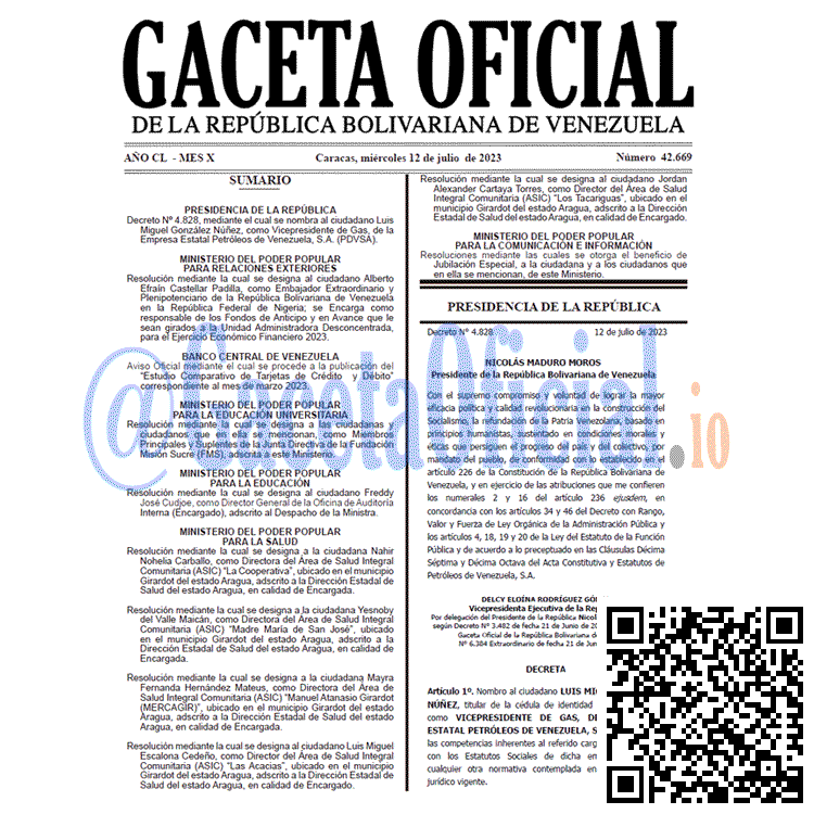 Venezuela Gaceta Oficial 42669 del 12 julio 2023 Gaceta Oficial, Gaceta 42669, Gaceta 42669 HD, Gaceta #42669, Gaceta Oficial Venezuela #42669