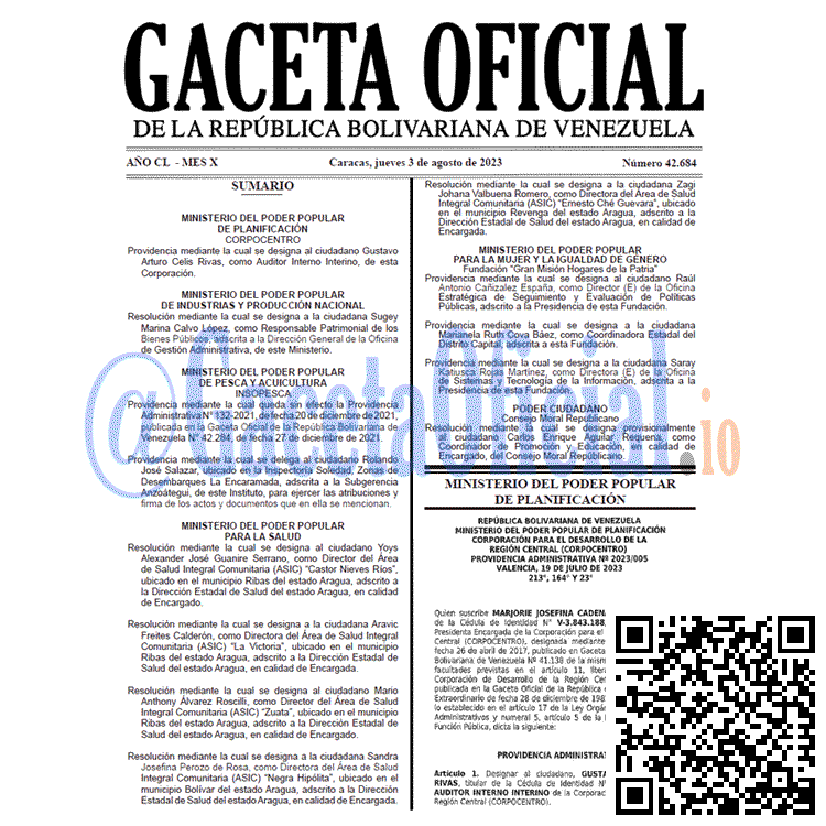 Venezuela Gaceta Oficial 42684 del 03 agosto 2023 Gaceta Oficial, Gaceta 42684, Gaceta 42684 HD, Gaceta #42684, Gaceta Oficial Venezuela #42684