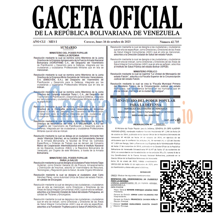 Venezuela Gaceta Oficial 42735 del 16 octubre 2023 Gaceta Oficial, Gaceta 42735, Gaceta 42735 HD, Gaceta #42735, Gaceta Oficial Venezuela #42735