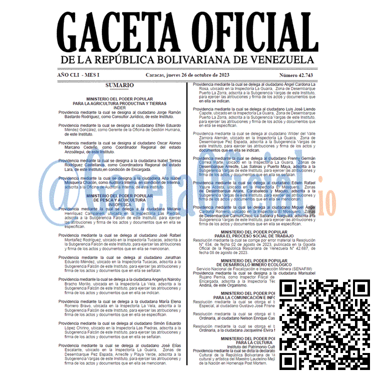 Venezuela Gaceta Oficial 42743 del 26 Octubre 2023 Gaceta Oficial, Gaceta 42743, Gaceta 42743 HD, Gaceta #42743, Gaceta Oficial Venezuela #42743