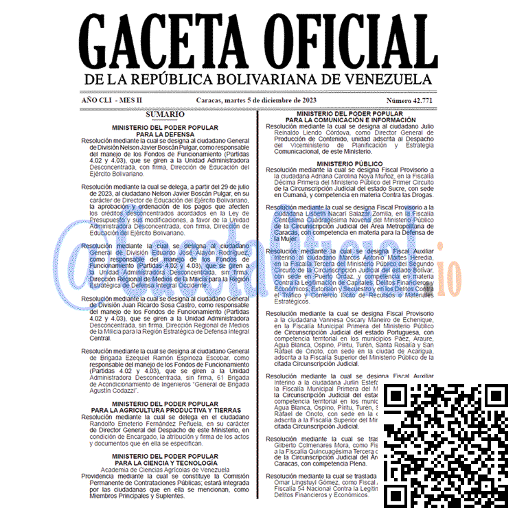 Venezuela Gaceta Oficial 42771 del 5 diciembre 2023 Gaceta Oficial, Gaceta 42771, Gaceta 42771 HD, Gaceta #42771, Gaceta Oficial Venezuela #42771