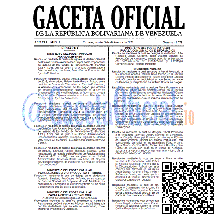 Venezuela Gaceta Oficial 42772 del 6 diciembre 2023 Gaceta Oficial, Gaceta 42772, Gaceta 42772 HD, Gaceta #42772, Gaceta Oficial Venezuela #42772