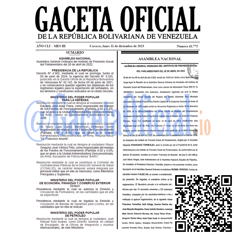 Venezuela Gaceta Oficial 42775 del 11 diciembre 2023 Gaceta Oficial, Gaceta 42775, Gaceta 42775 HD, Gaceta #42775, Gaceta Oficial Venezuela #42775