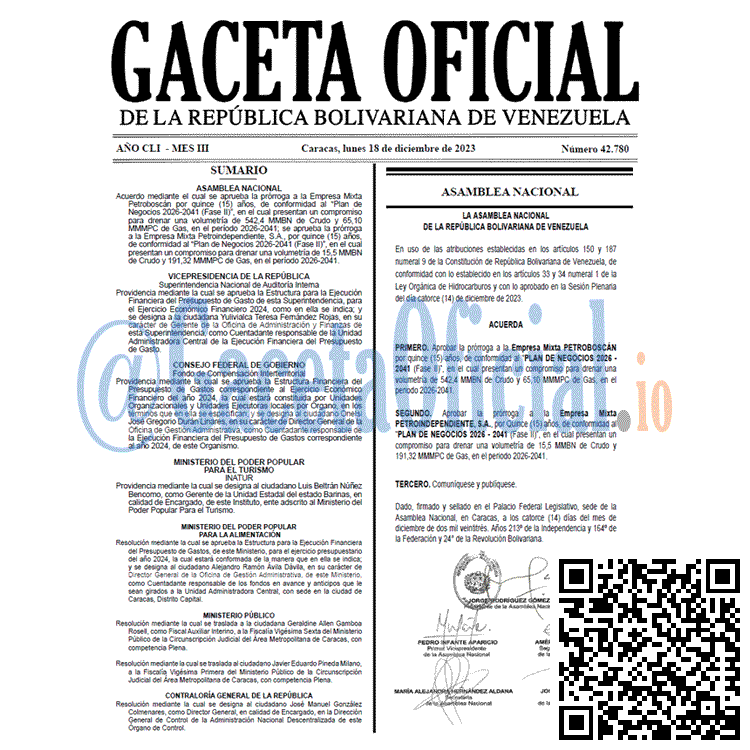 Venezuela Gaceta Oficial 42780 del 18 diciembre 2023 Gaceta Oficial, Gaceta 42780, Gaceta 42780 HD, Gaceta #42780, Gaceta Oficial Venezuela #42780