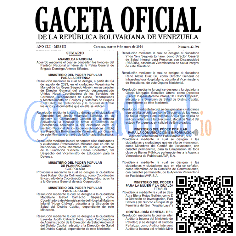 Gaceta Oficial, Gaceta 42794, Gaceta 42794 HD, Gaceta #42794, Gaceta Oficial Venezuela #42794