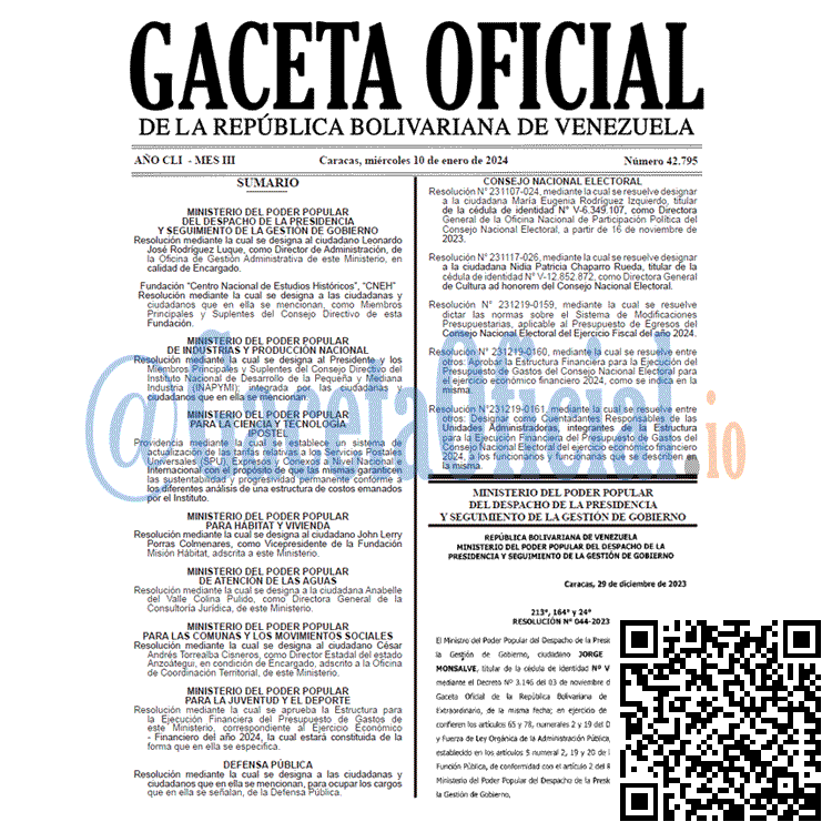 Gaceta Oficial, Gaceta 42795, Gaceta 42795 HD, Gaceta #42795, Gaceta Oficial Venezuela #42795