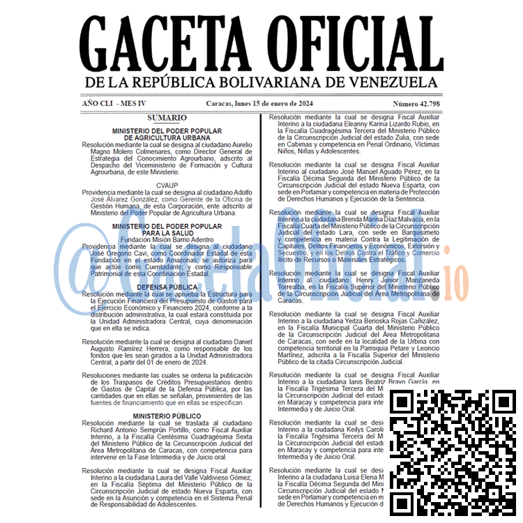 Venezuela Gaceta Oficial 42798 del 15 enero 2024 Gaceta Oficial, Gaceta 42798, Gaceta 42798 HD, Gaceta #42798, Gaceta Oficial Venezuela #42798