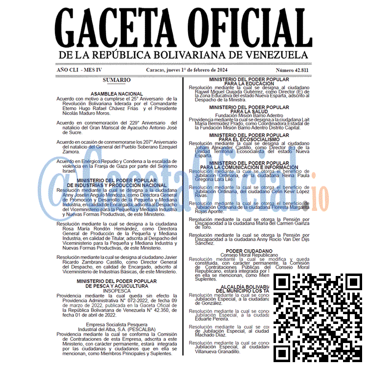Venezuela Gaceta Oficial 42811 del 1 Febrero 2024 Gaceta Oficial, Gaceta 42811, Gaceta 42811 HD, Gaceta #42811, Gaceta Oficial Venezuela #42811