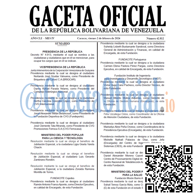 Venezuela Gaceta Oficial 42812 del 2 Febrero 2024 Gaceta Oficial, Gaceta 42812, Gaceta 42812 HD, Gaceta #42812, Gaceta Oficial Venezuela #42812
