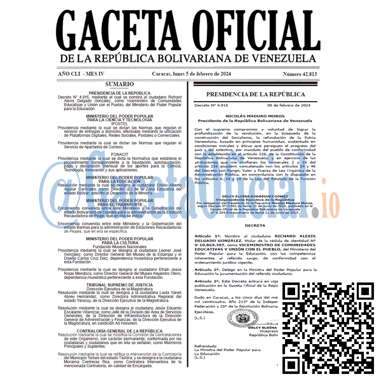 Venezuela Gaceta Oficial 42813 del 5 Febrero 2024 Gaceta Oficial, Gaceta 42813, Gaceta 42813 HD, Gaceta #42813, Gaceta Oficial Venezuela #42813