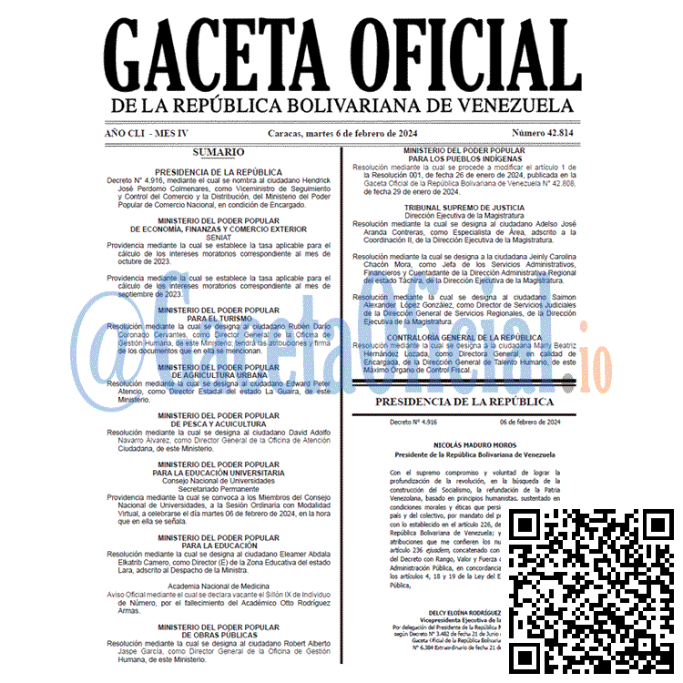 Venezuela Gaceta Oficial 42814 del 6 Febrero 2024 Gaceta Oficial, Gaceta 42814, Gaceta 42814 HD, Gaceta #42814, Gaceta Oficial Venezuela #42814