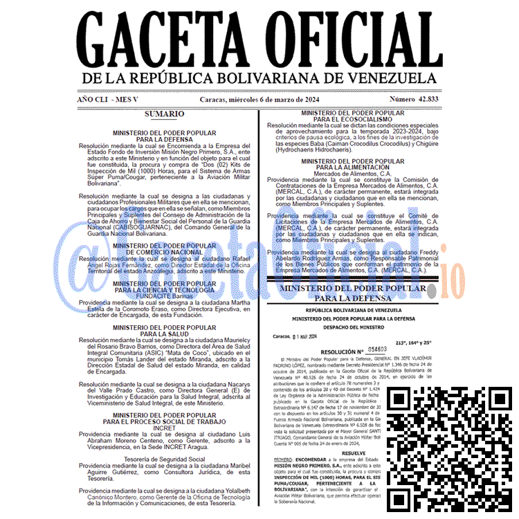 Gaceta Oficial, Gaceta 42833, Gaceta 42833 HD, Gaceta #42833, Gaceta Oficial Venezuela #42833