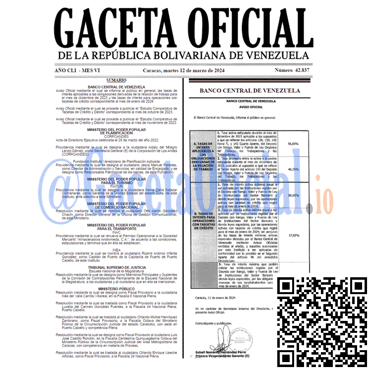 Venezuela Gaceta Oficial 42837 del 12 Marzo 2024 Gaceta Oficial, Gaceta 42837, Gaceta 42837 HD, Gaceta #42837, Gaceta Oficial Venezuela #42837
