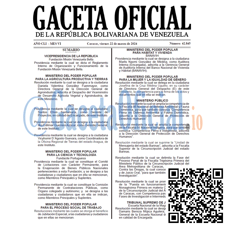 Gaceta Oficial, Gaceta 42845, Gaceta 42845 HD, Gaceta #42845, Gaceta Oficial Venezuela #42845