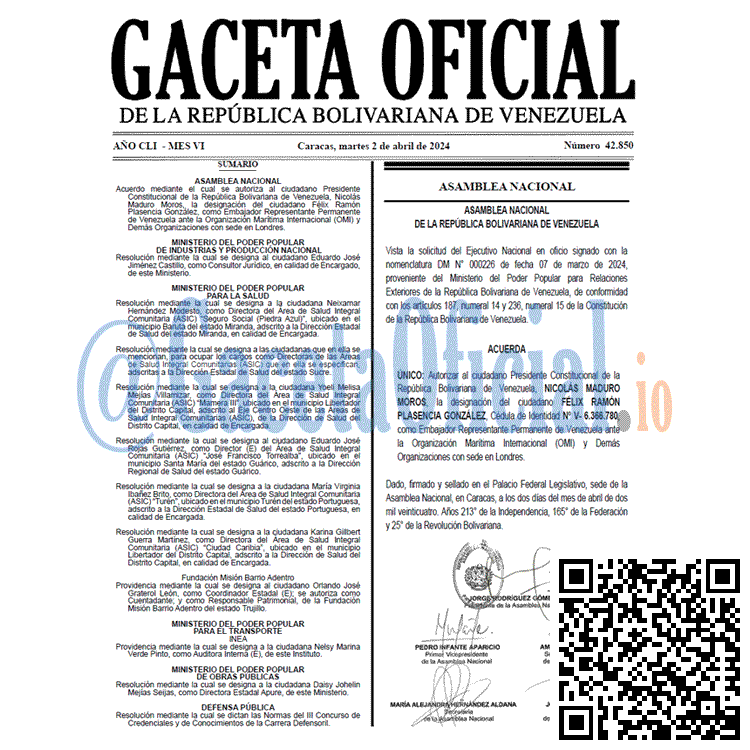Venezuela Gaceta Oficial 42850 del 2 abril 2024 Gaceta Oficial, Gaceta 42850, Gaceta 42850 HD, Gaceta #42850, Gaceta Oficial Venezuela #42850