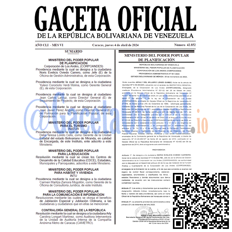 Venezuela Gaceta Oficial 42852 del 4 abril 2024 Gaceta Oficial, Gaceta 42852, Gaceta 42852 HD, Gaceta #42852, Gaceta Oficial Venezuela #42852