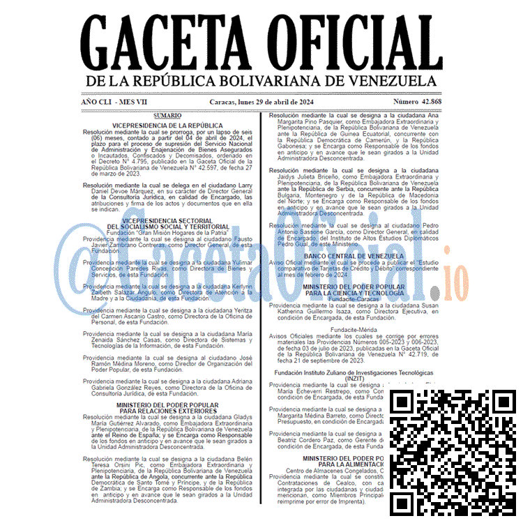 Venezuela Gaceta Oficial 42868 del 29 abril 2024 Gaceta Oficial, Gaceta 42868, Gaceta 42868 HD, Gaceta #42868, Gaceta Oficial Venezuela #42868