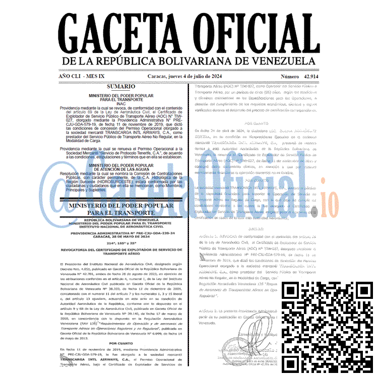 Venezuela Gaceta Oficial 42914 del 4 julio 2024 Gaceta Oficial, Gaceta 42914, Gaceta 42914 HD, Gaceta #42914, Gaceta Oficial Venezuela #42914
