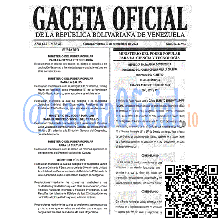 Venezuela Gaceta Oficial 42963 del 13 septiembre 2024 Gaceta Oficial, Gaceta 42963, Gaceta 42963 HD, Gaceta #42963, Gaceta Oficial Venezuela #42963