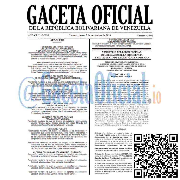 Gaceta Oficial, Gaceta 43002, Gaceta 43002 HD, Gaceta #43002, Gaceta Oficial Venezuela #43002