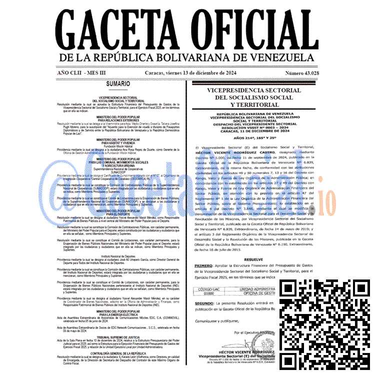 Venezuela Gaceta Oficial 43028 del 13 diciembre 2028 Gaceta Oficial, Gaceta 43028, Gaceta 43028 HD, Gaceta #43028, Gaceta Oficial Venezuela #43028