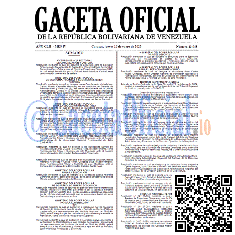 Gaceta Oficial, Gaceta 43048, Gaceta 43048 HD, Gaceta #43048, Gaceta Oficial Venezuela #43048