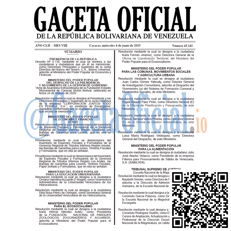 Gaceta Oficial, Gaceta 43142, Gaceta 43142 HD, Gaceta #43142, Gaceta Oficial Venezuela #43142
