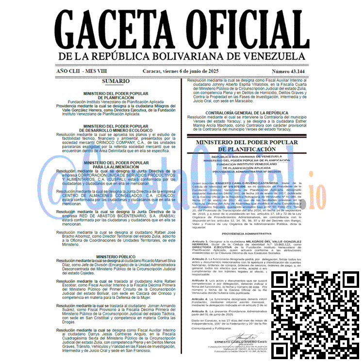 Gaceta Oficial, Gaceta 43144, Gaceta 43144 HD, Gaceta #43144, Gaceta Oficial Venezuela #43144