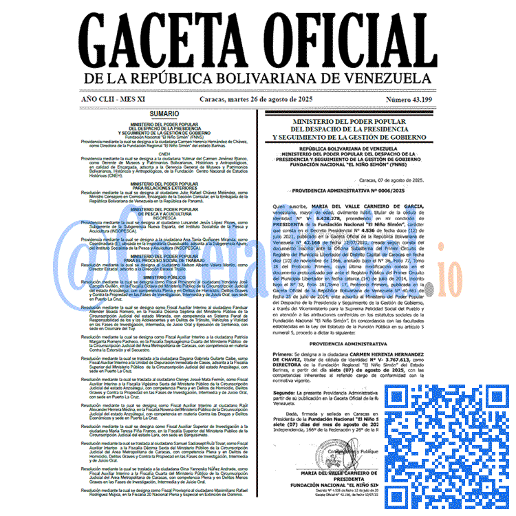 Venezuela Gaceta Oficial 43199 del 26 agosto 2025 Gaceta Oficial, Gaceta 43199, Gaceta 43199 HD, Gaceta #43199, Gaceta Oficial Venezuela #43199