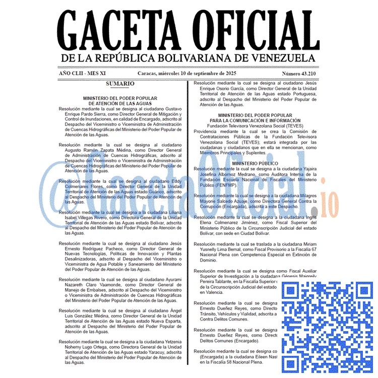 Venezuela Gaceta Oficial 43210 del 10 septiembre 2025 Gaceta Oficial, Gaceta 43210, Gaceta 43210 HD, Gaceta #43210, Gaceta Oficial Venezuela #43210